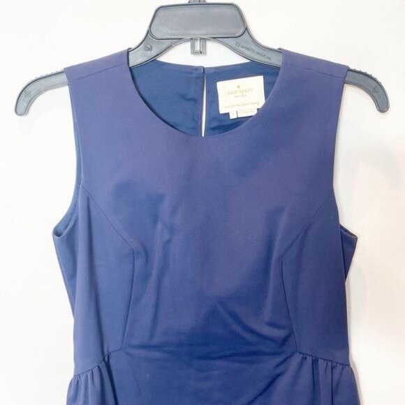 Kate Spade New York Rhys Sleeveless Sheath Dress Navy Blue Size 4 Elegant Classi - Picture 4 of 9